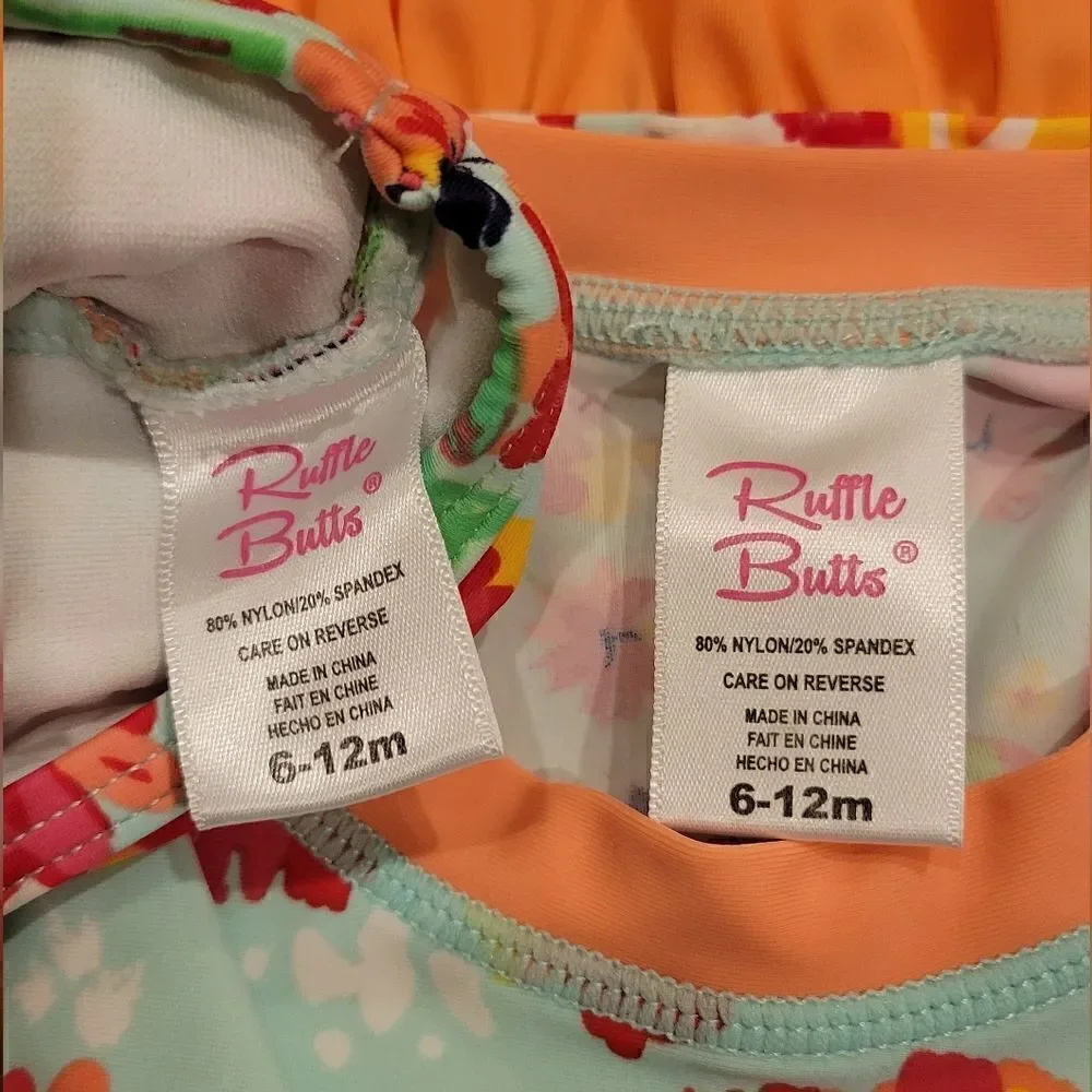 Ruffle Butts Floral Rashguard + Bottoms 2 piece Swimsuit Bathing Suit Set 6-12M